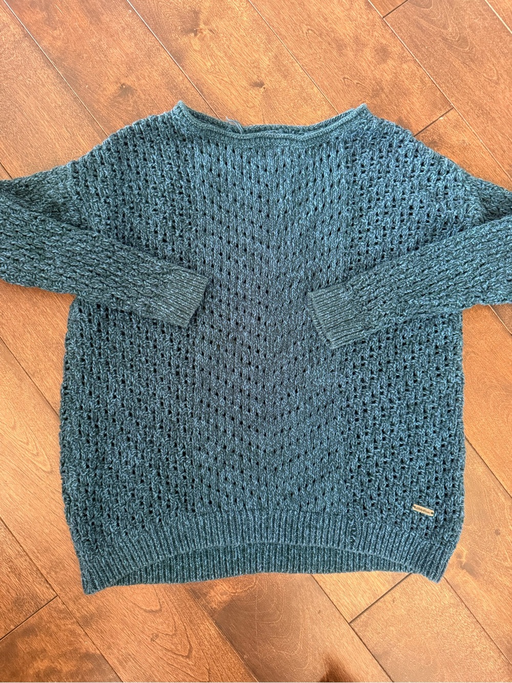 Eddie Bauer Open-Knit Crewneck Sweater in Teal Green